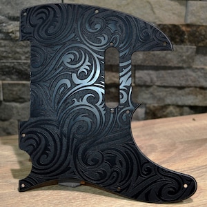 Black Spiral Textured Pickguard - Fits Fender Telecaster - USA Made