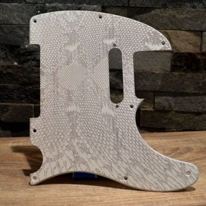Custom White Snakeskin Textured Pickguard - Fits Fender Telecaster - USA Made
