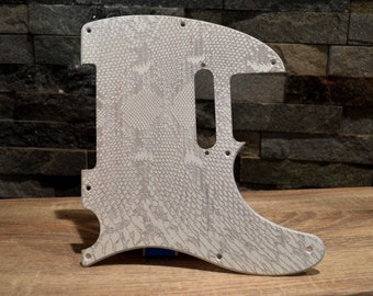 Golpeador personalizado con textura de piel de serpiente blanca - Compatible con Fender Telecaster - Fabricado en EE. UU.
