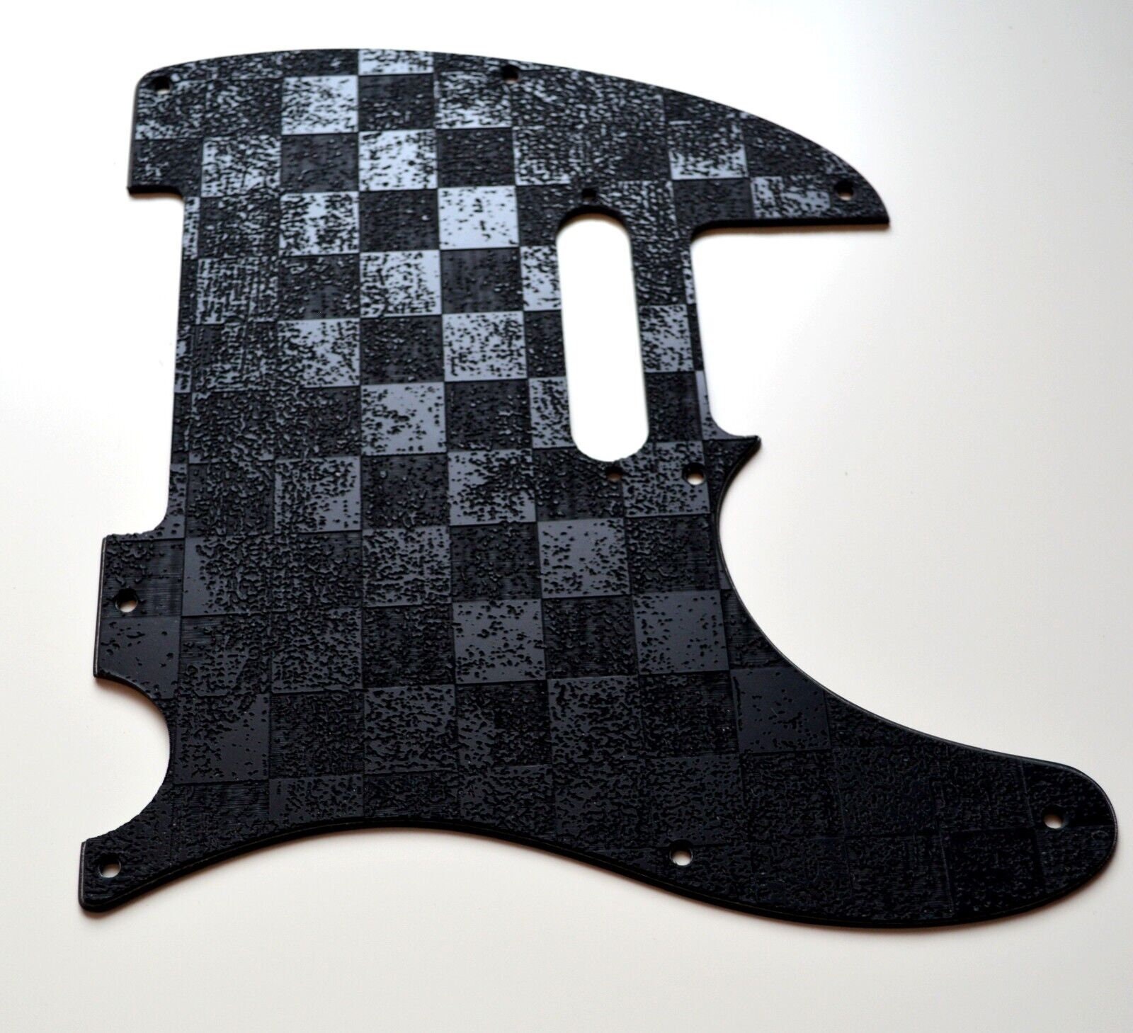 Checker Telecaster Black Distressed Checker Textured Pickguard - Fits Fender Telecaster ...
