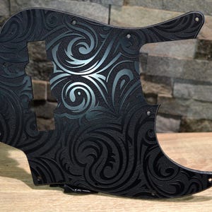 Custom Jazz Bass Pickguard J Bass Scratch Plate Black Double Textured Swirl Fits Fender USA