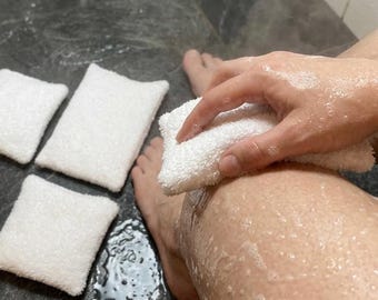 Waschpads Set aus Frottier – Wiederverwendbare Reinigungspads für Dusche & Körperpflege – Handmade Upcycling