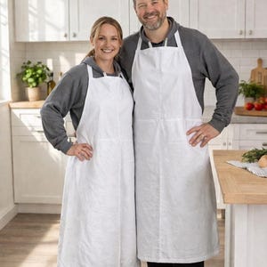 White XXL Unisex Apron – Minimalist Cooking Apron for Kitchen, Baking & Household – Sustainably Handmade