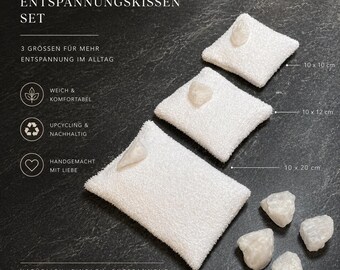 Conjunto de Almofadas Relaxantes, 3 Peças, Brancas – Presente de Bem-Estar, 100% Algodão Reciclado, Almofadas Zero Desperdício, Yoga e Meditação – STRÖBERT