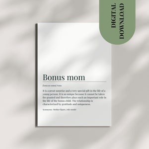 Cartão postal bônus mãe presente madrasta obrigado presente madrasta cartão imprimível madrasta cartão postal para imprimir PDF jpg png presente de aniversário madrasta
