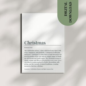 Postal Tarjeta de Navidad Tarjeta imprimible de Navidad familiar celebración del regalo de amor Definiciones de Navidad personalizables y descargables directamente