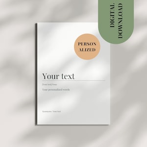 Anpassbare Postkarte. Personalisierbares Poster mit Ihrem Definitionstext. Personalisiertes Weihnachtsgeburtstagsgeschenk in Ihren eigenen Worten