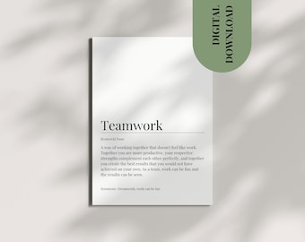 Postcard Teamwork Print, Dictionary Poster Team Teamwork Quote Teamwork Wall Art Present Colleagues Office Decor Motivational Team Poster