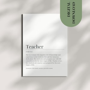 Postkarte Lehrer Geschenke Lehrer Definition Wandkunst Abschlussfeier, Weihnachtsgeschenk Lehrer, Abschluss des Schuljahres Wertschätzung, Wörterbuch