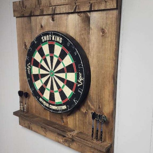 Handcrafted Dart Board Backboard | Rustic Wood | Game Room Decor | Standard Dartboard Size | Free Shipping | Handmade Dart Board Backboard