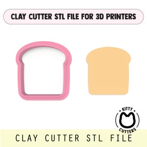 Toast Polymer Clay Cutter Stl Digital File | Bread Slice Clay Cutter For 3D Printers 5 Sizes