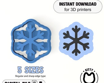 Snowflake Clay Cutter | Winter Polymer Clay Cutters Stl | Snowflake Polymer Clay Cutters | Winter Cutters Digital Download | 3D Clay Cutter