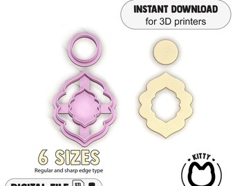 Moroccan Clay Cutter STL | Moroccan Donut Clay Cutter STL | Islamic Polymer Clay Cutters Stl File | Moroccan Earring Cutter File | Digital