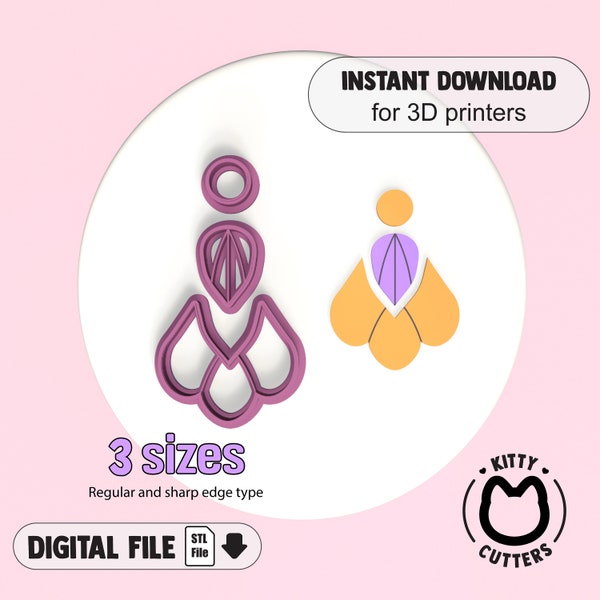 Clay Cutter Stl File | Polymer Clay Cutter Digital File | Clay Cutter For Earrings | Spring Polymer Clay Cutters | Earrings Clay Cutter STL