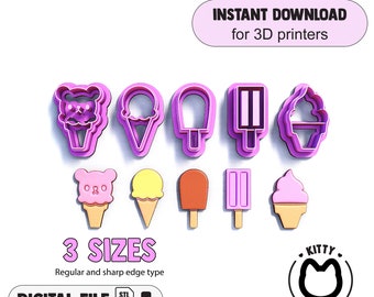 Mini Ice Cream Cutter | Icecream Clay Cutter Stl | Mini Clay Cutters Digital | Icecream Polymer Clay Cutter Stl File | Mini Clay Cutters