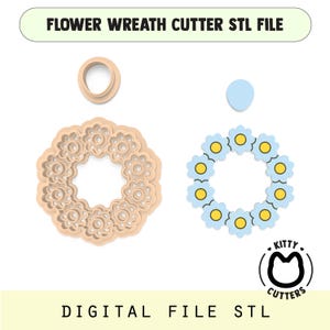 Cortador de arcilla con margaritas, archivo STL | Cortador de arcilla polimérica con borde afilado y regular | Cortadores de media flor para arcilla polimérica digital 3D