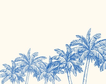 Poster, wall art, Palm trees, beachy vibes in navy blue, gift for him and her, Navy blue beach art, Coastal wall decor, Ocean-inspired poster