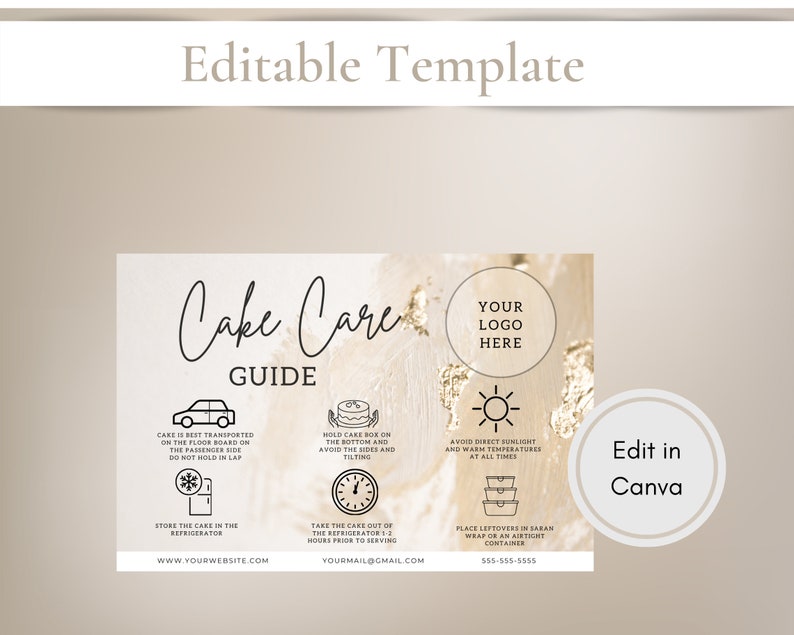 Cake Care Guide/ Digital Template - Etsy