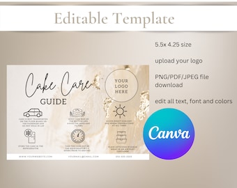 Cake Care Guide/ Digital Template