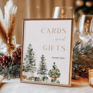 Bord Kerstkaarten en cadeaus Feestdag Vrijgezellenfeest Tafelbord Winter Verjaardag Borden Kerstboom Cadeaus Bord December Babyshower | CH05