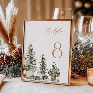 Numéro de table de Noël pour mariage d'hiver Décoration de table pour décoration de table de sapin de Noël | CH01