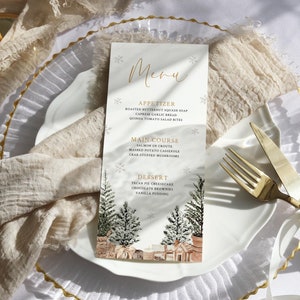 Kerstmenusjabloon Bewerkbare kerstdinermenukaart December babyshowermenu Gezellig kerstbrunchmenu wintermenukaart | CH03