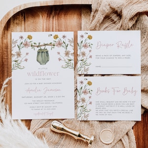 Little Wildflower Baby Shower Invitation Bundle Girl Clothes Baby Shower Invite Set Printable Baby in Bloom Baby Shower Invitation |BW03