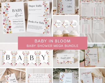 Wildflower Baby Shower Bundle Baby in Bloom Invitation Templates Boho Floral Baby Shower Games Colorful Flowers Baby Shower Invites| BM05