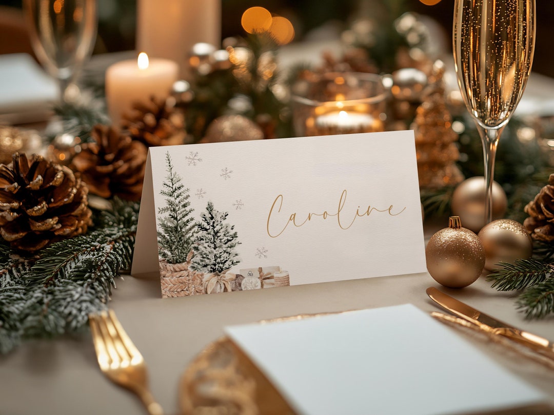 Christmas Place Card Template Holiday Party Seating Card December Baby ...