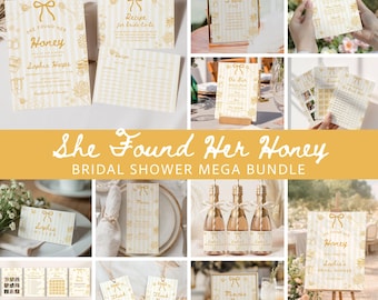 Ensemble d'invitations nuptiale « She Found Her » miel miel pour la douche nuptiale Jeux, enseignes et décoration pour la douche nuptiale abeille jaune beurre | LK05