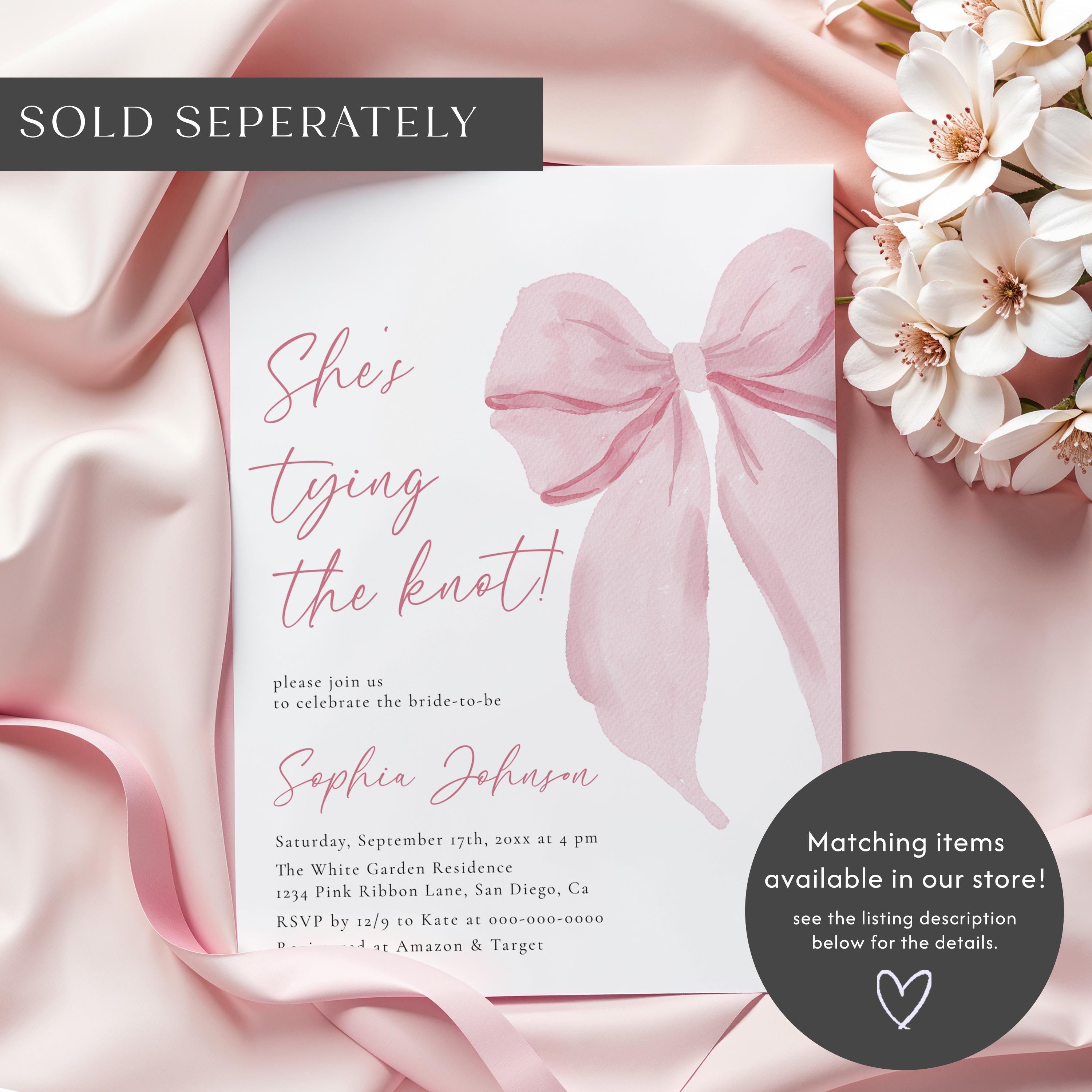 Pink Bow Bridal Shower Welcome Sign Template She's Tying the Knot ...