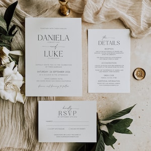 Hochzeitseinladung Set Moderne Hochzeitseinladung Set Druckbares Hochzeitseinladungspaket Einfache Hochzeitseinladungen Bearbeitbar | VM01