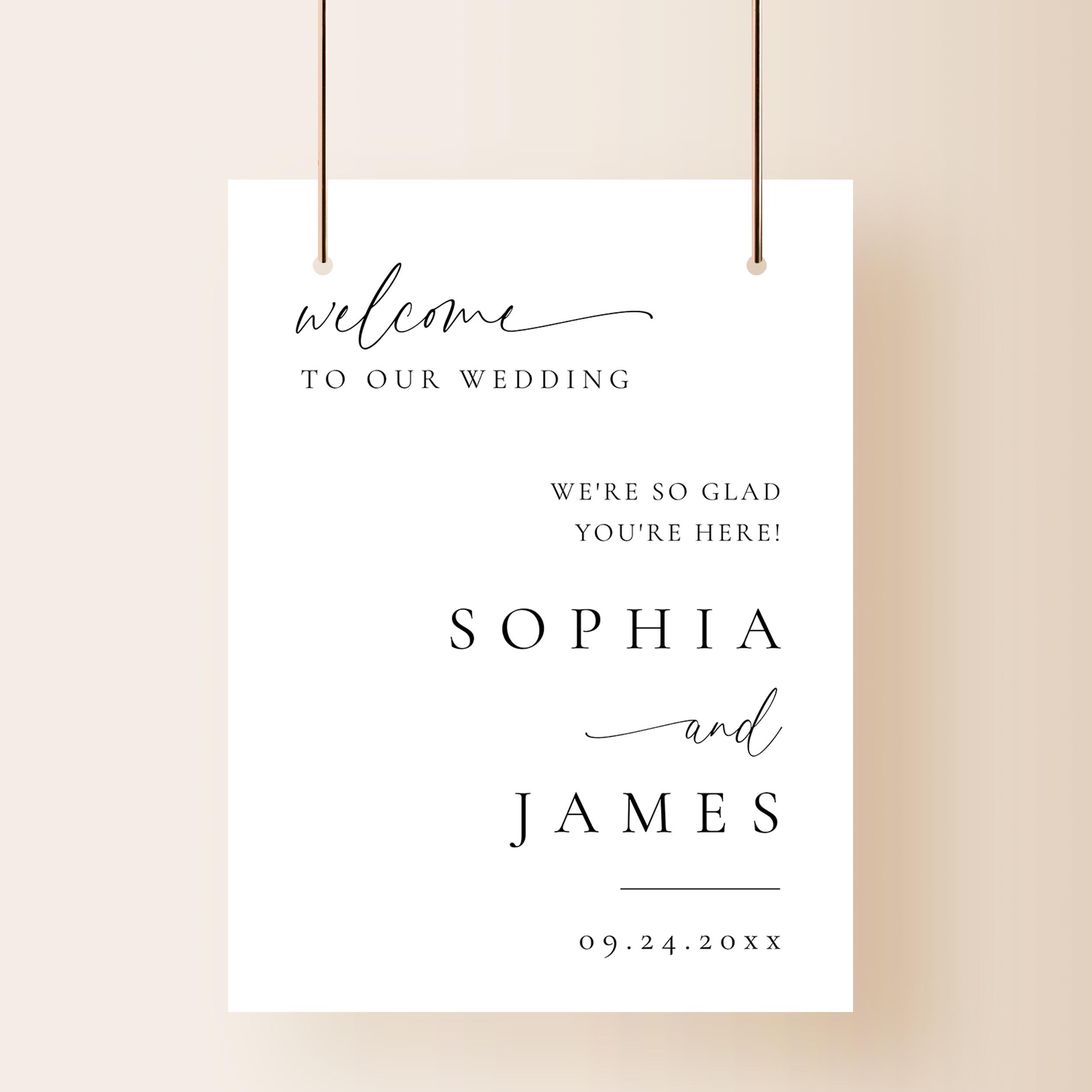 Modern Wedding Welcome Sign Printable Minimalist Wedding Ceremony ...