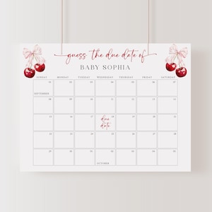 Kirsche Fällig Datum Kalender Rosa Bogen Kirsche Babyparty Spiel Kokette Erraten Babys Ankunftsdatum Zeichen Kirsche Erraten Babys Geburtsdatum Spiel | B005