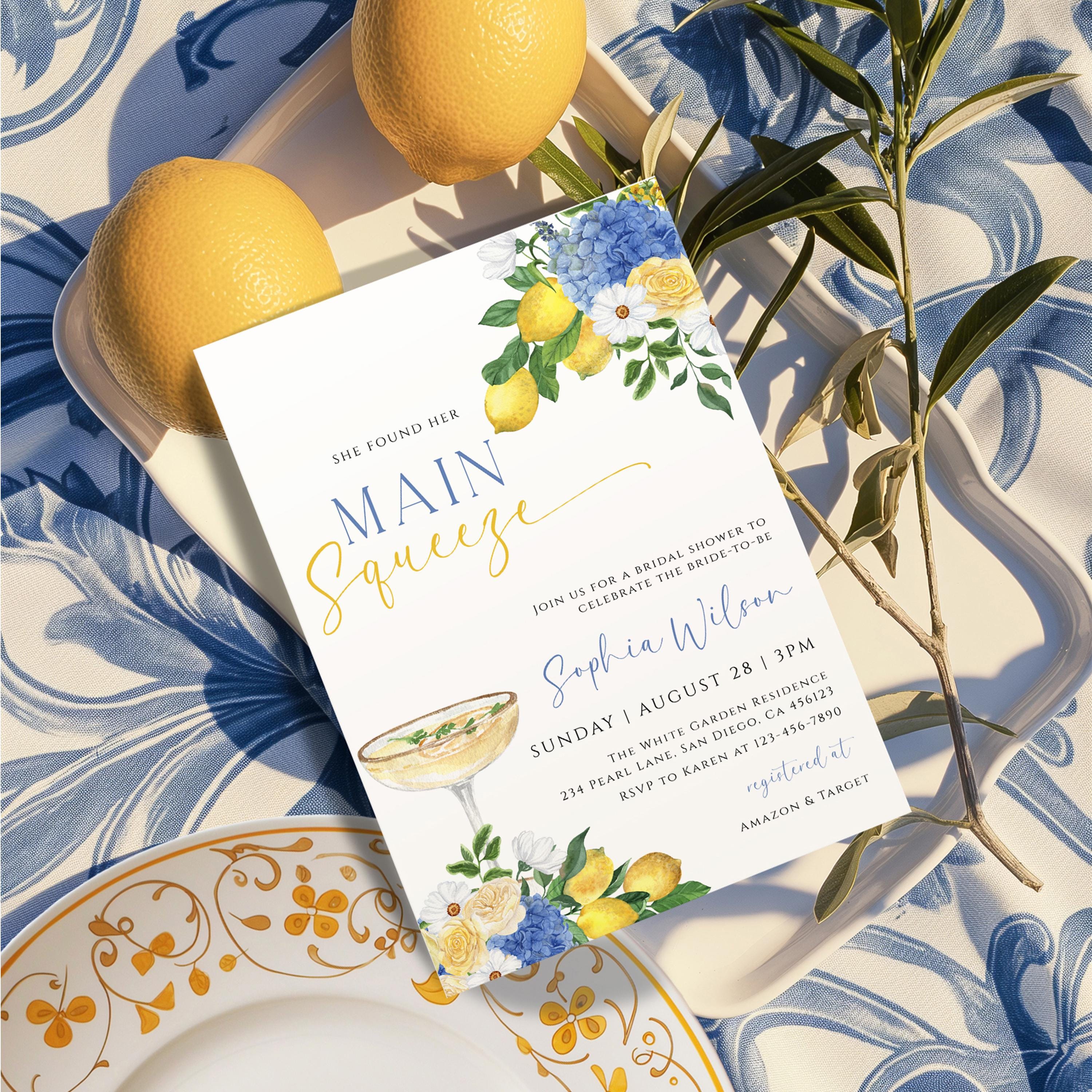 Lemon Bridal Shower Invitation Bundle She Found Her Main Squeeze Invite ...