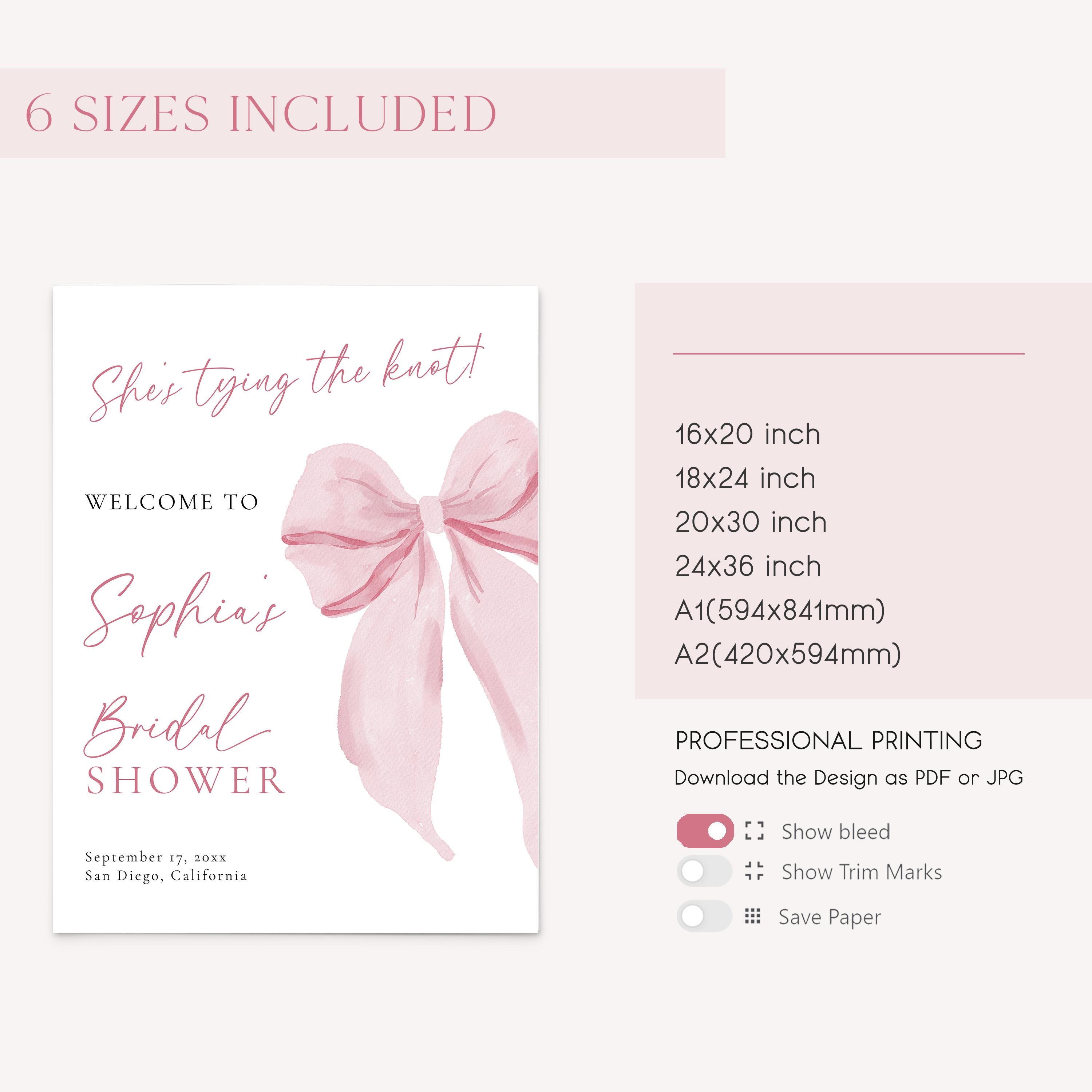 Pink Bow Bridal Shower Welcome Sign Template She's Tying the Knot ...