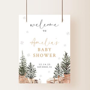 Weihnachten Baby Shower Willkommensschild Vorlage Merry Little Baby Shower Willkommensposter Urlaubsparty Willkommenstafel Winter Baby Shower Schild|CH03