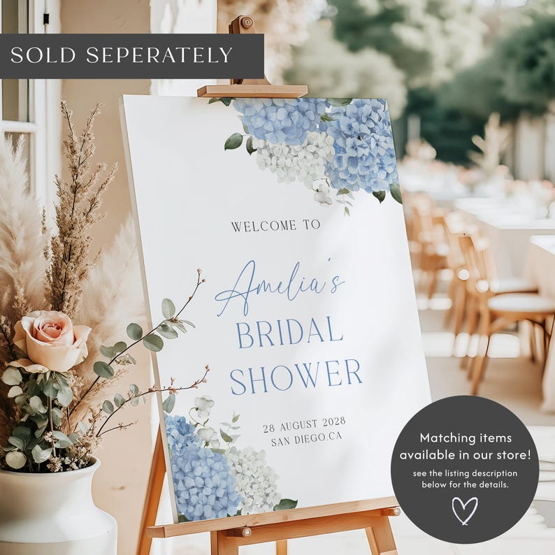 Blue Hydrangea Table Number Template Blue Floral Table Number Signs