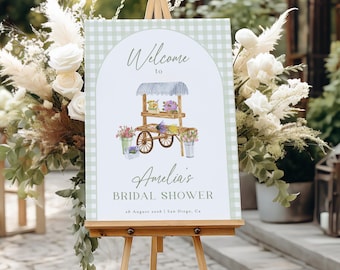 Fresh Off the Market Bridal Shower Welcome Sign Editable Farmer's Market Bridal Shower Sign Template Spring Flowers Welcome Poster | BM04