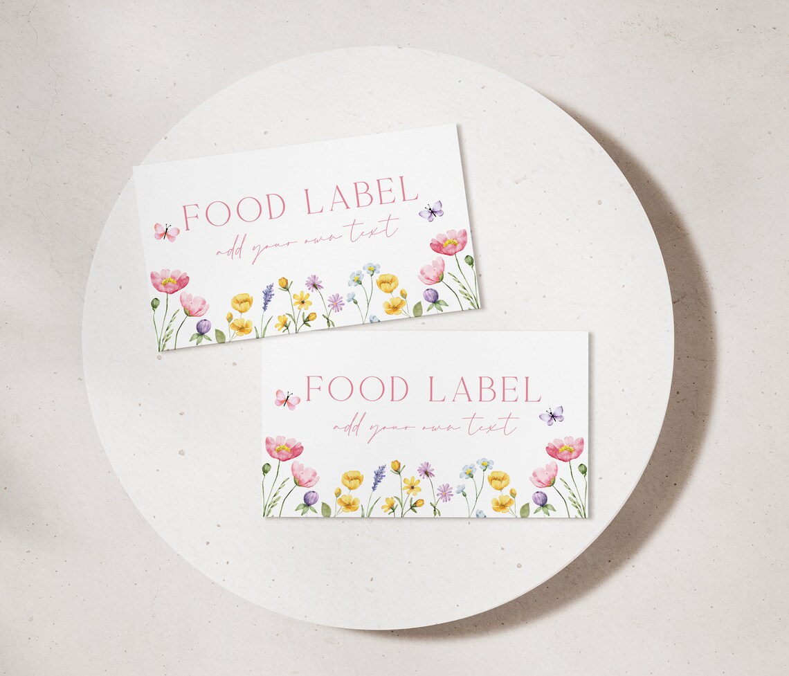 Wildflower Food Label Template Spring Flowers Food Label Floral Baby