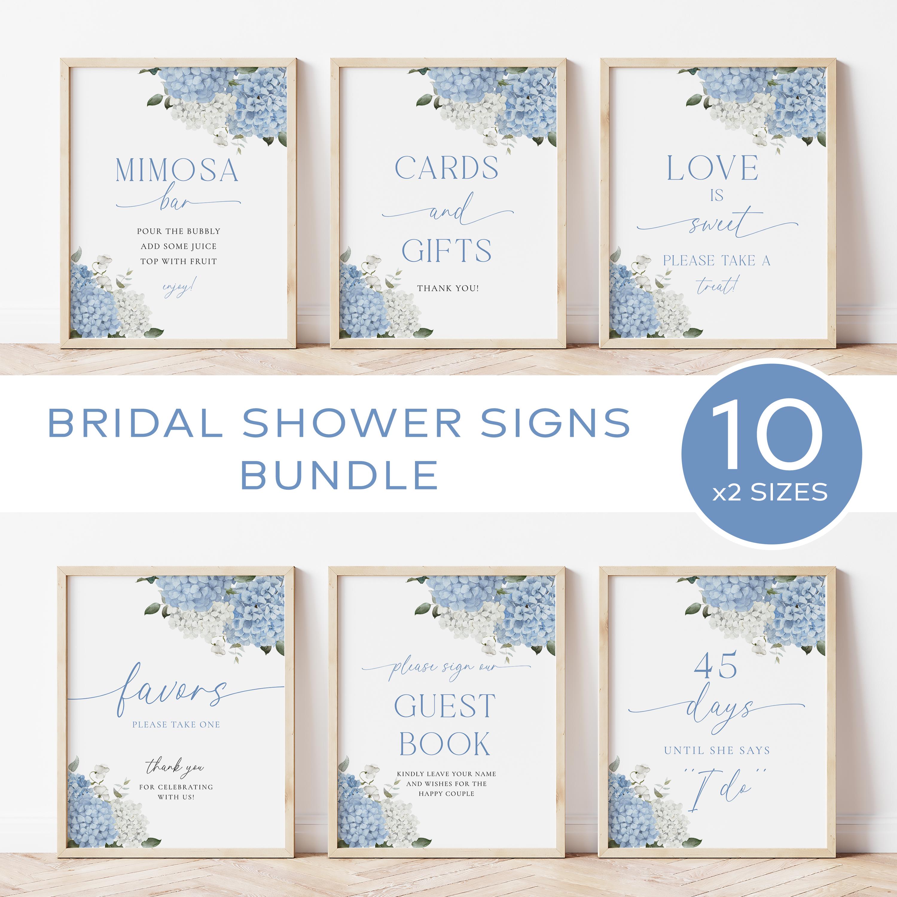 Blue Hydrangea Bridal Shower Signs Bundle Something Blue Before I Do ...