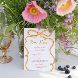 Wavy Bar Menu Sign Template Printable Drinks Sign Bow Frame Bar Sign Signature Drinks Sign Wavy Wedding Cocktail Menu Editable Colors | KL10