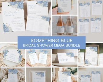 Something Blue Before I Do Bridal Shower Bundle Blue Hydrangea Bridal Shower Invites Dusty Blue Bridal Shower Games Pack Templates | K006