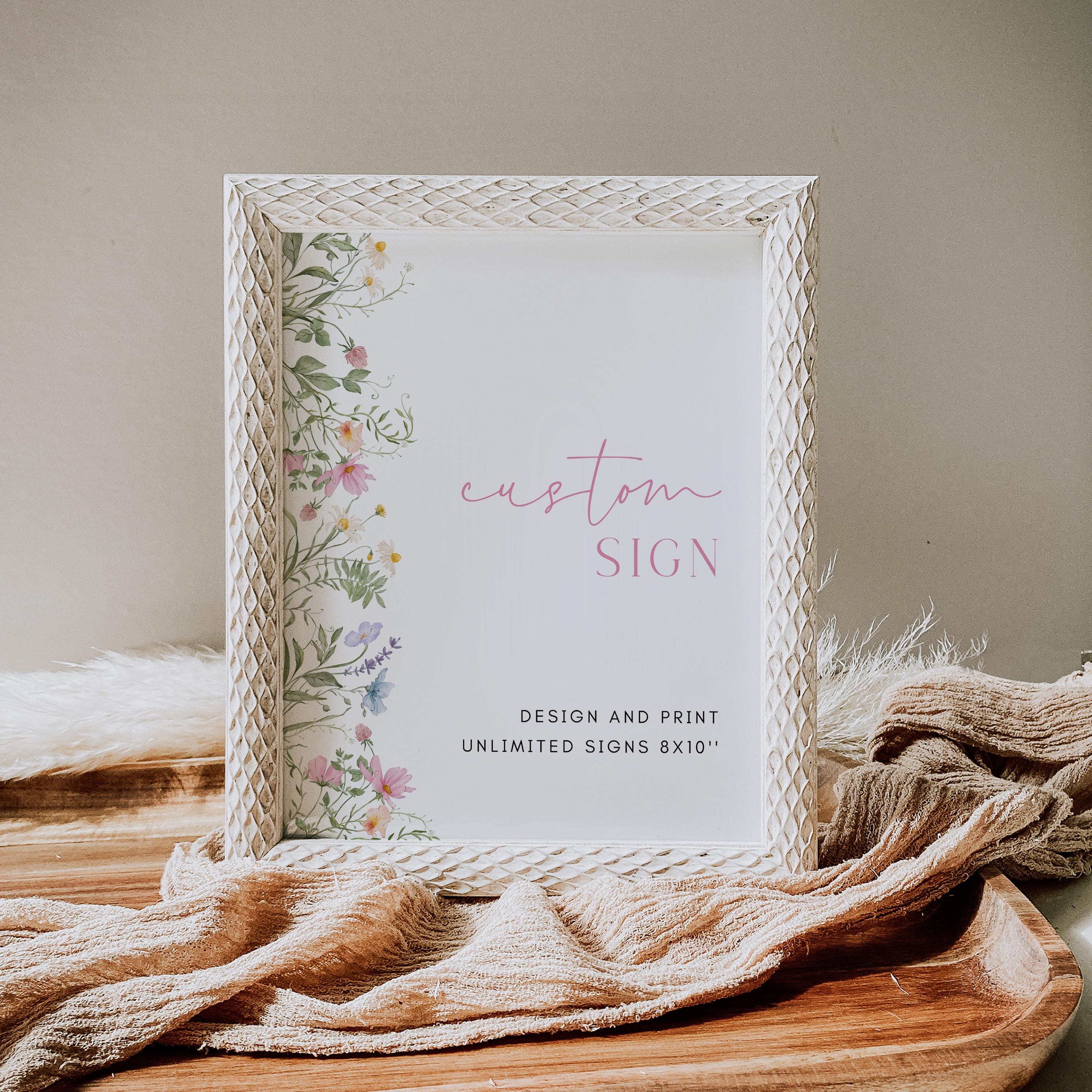 Flowral Sign Wildflower Custom Sign Template Editable Botanical Wedding Sign ...
