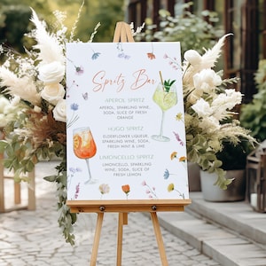 Wildflower Spritz Bar Sign Floral Spritz Station Sign Love at First Spritz Bridal Shower Sign Aperol Brunch Sign Limoncello Spritz | KL08