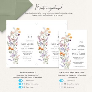 Wildflower Wedding Invitation MEGA Bundle Template,printable Wedding Invites Bundle,editable ...