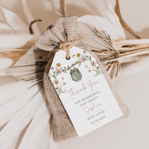Wildflower Baby Shower Tag Template Baby in Bloom Favor Tag Baby Girl Clothes Thank You Tag Editable Spring Floral Baby Shower Tag| BW03