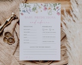 Wildflower Baby Predictions and Advice Game Template Garden Baby Shower Game Card Floral Baby Prediction Card, Baby Shower Activities | BW08