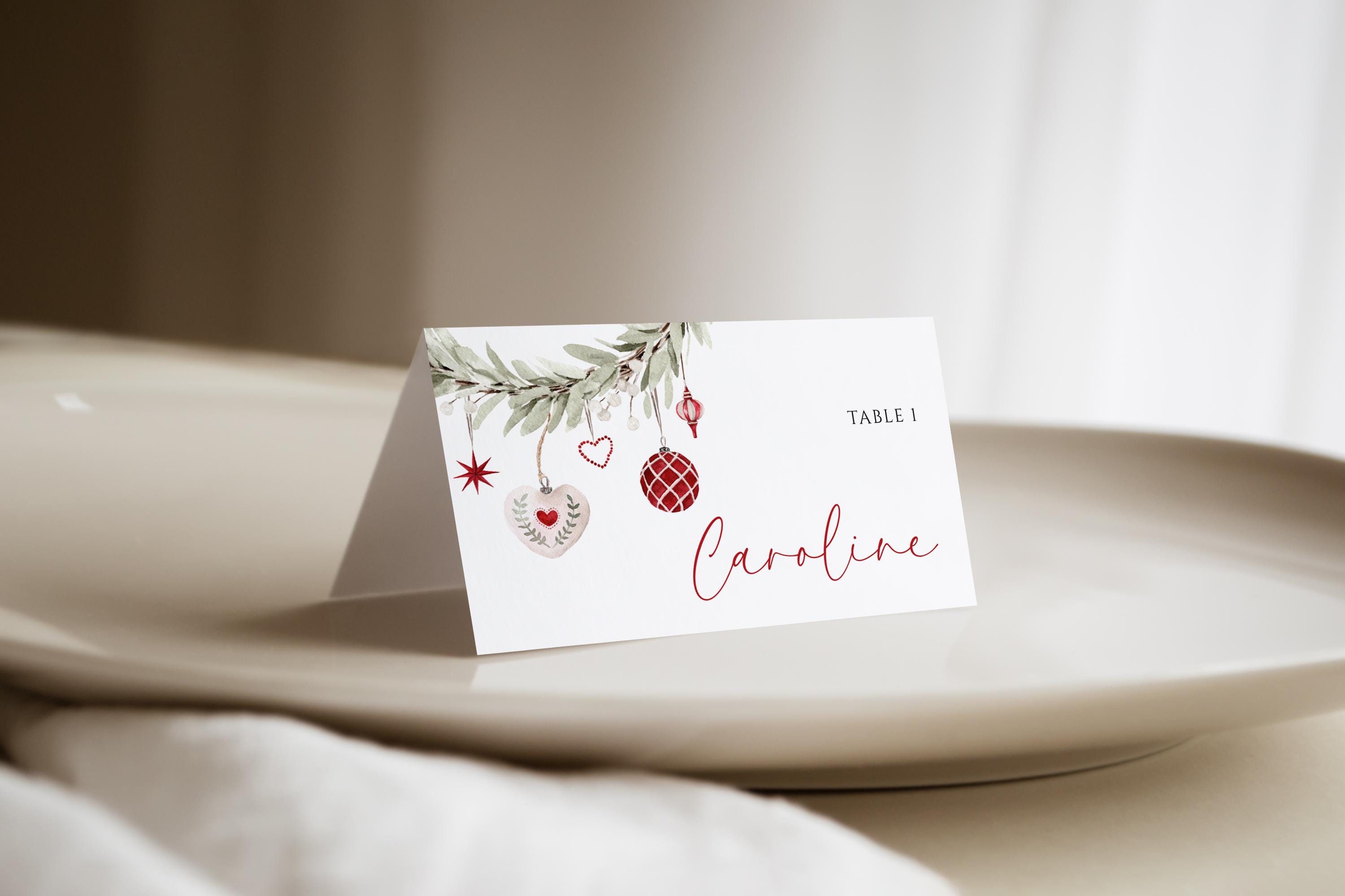 Christmas 6 Glass Bauble Place Card Holders – Star Filled, With FREE Name Cards