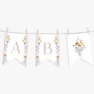 Wildflower Baby Shower Banner Template Printable Floral Custom Banner Boho flowers party banner editable baby shower party decor | MAYA-B